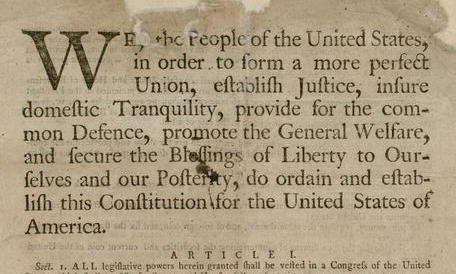 detail from the Dunlap &amp; Claypoole original printing of the United States Constitution, 1787
