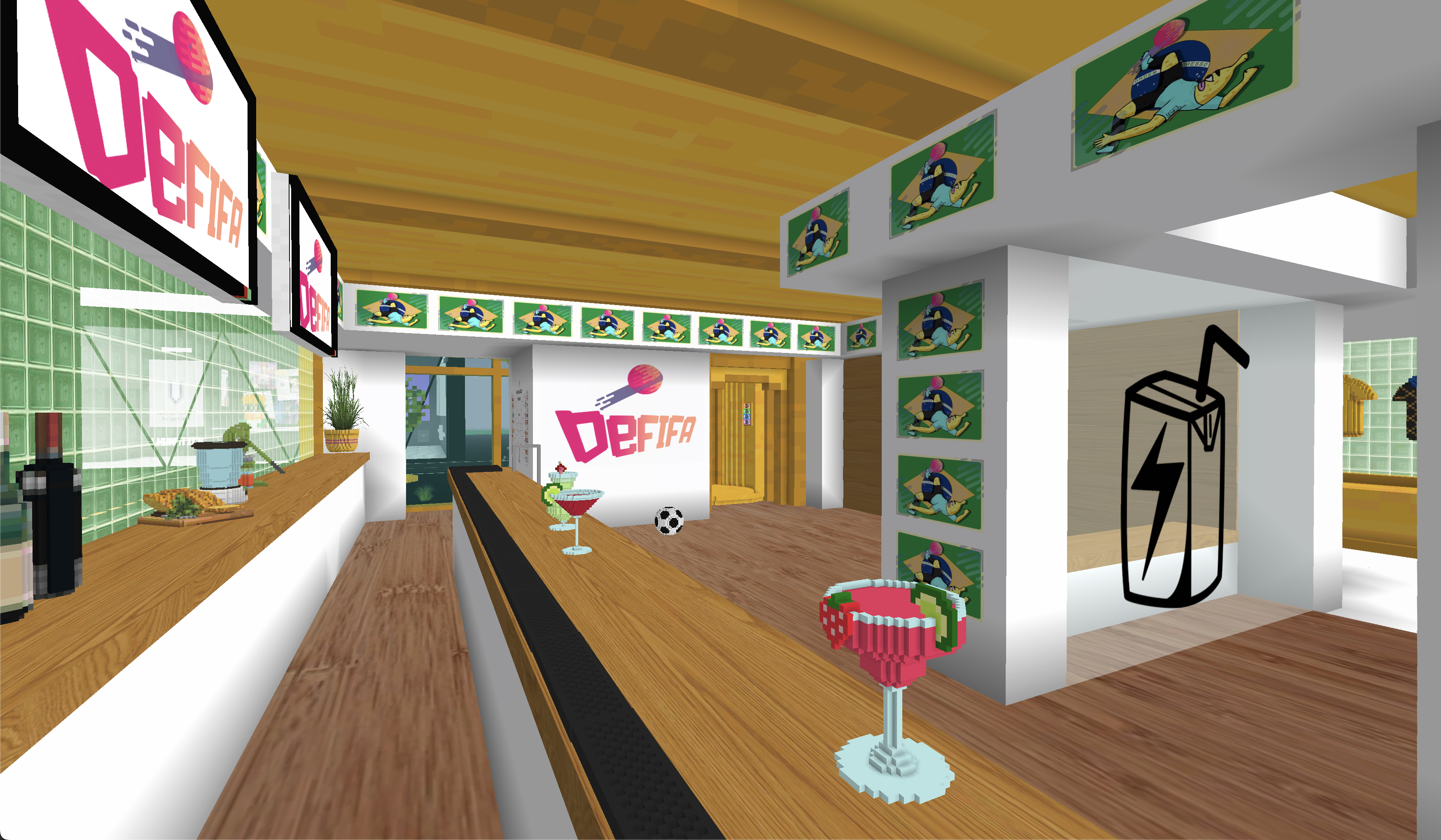 DeFIFA bar and lounge at the Juicebox Transit Centre