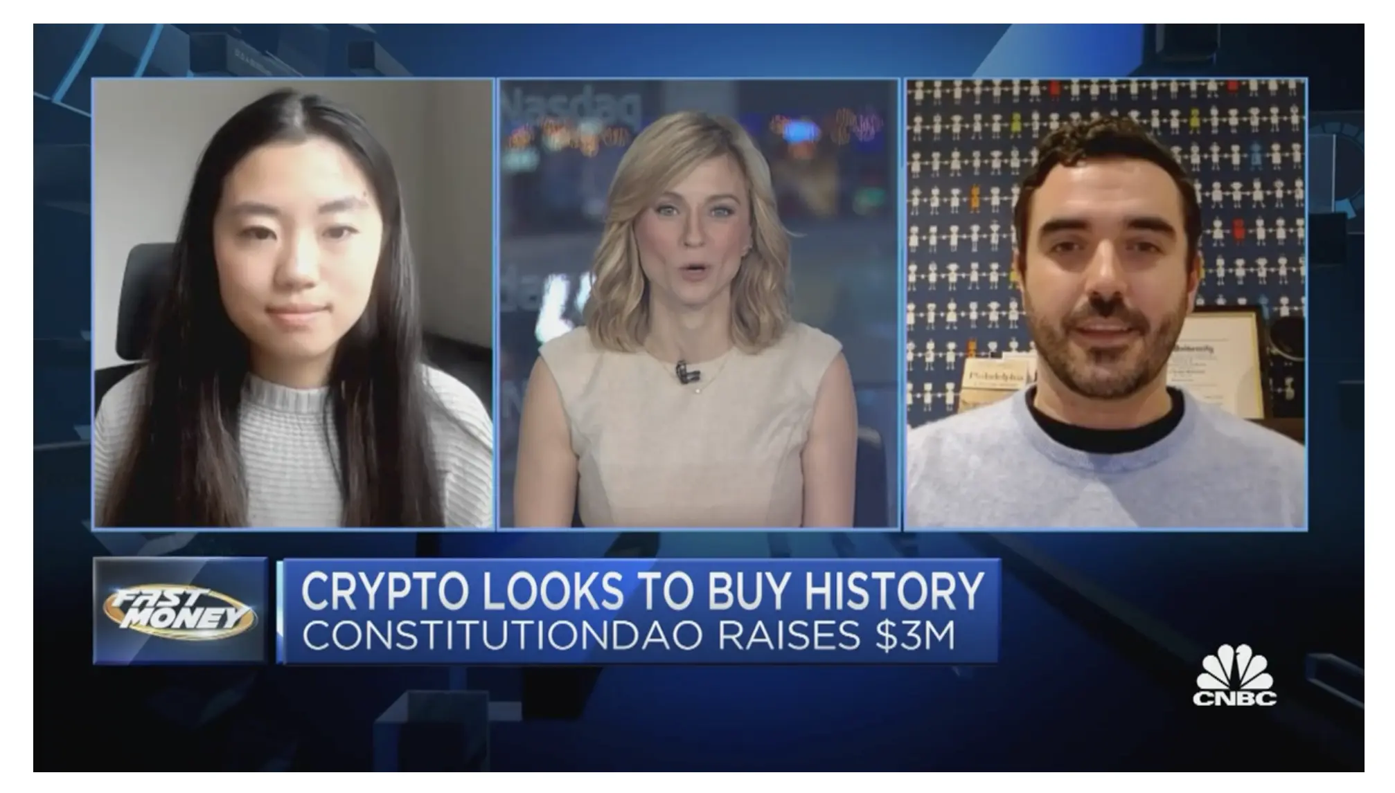 Core team members Alice Ma and Packy McCormick appear on CNBC news