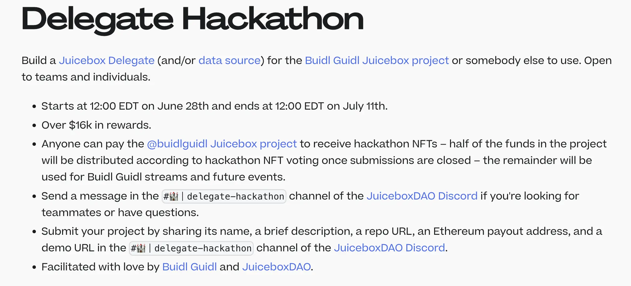 Delegate hackathon with BuidlGuidl