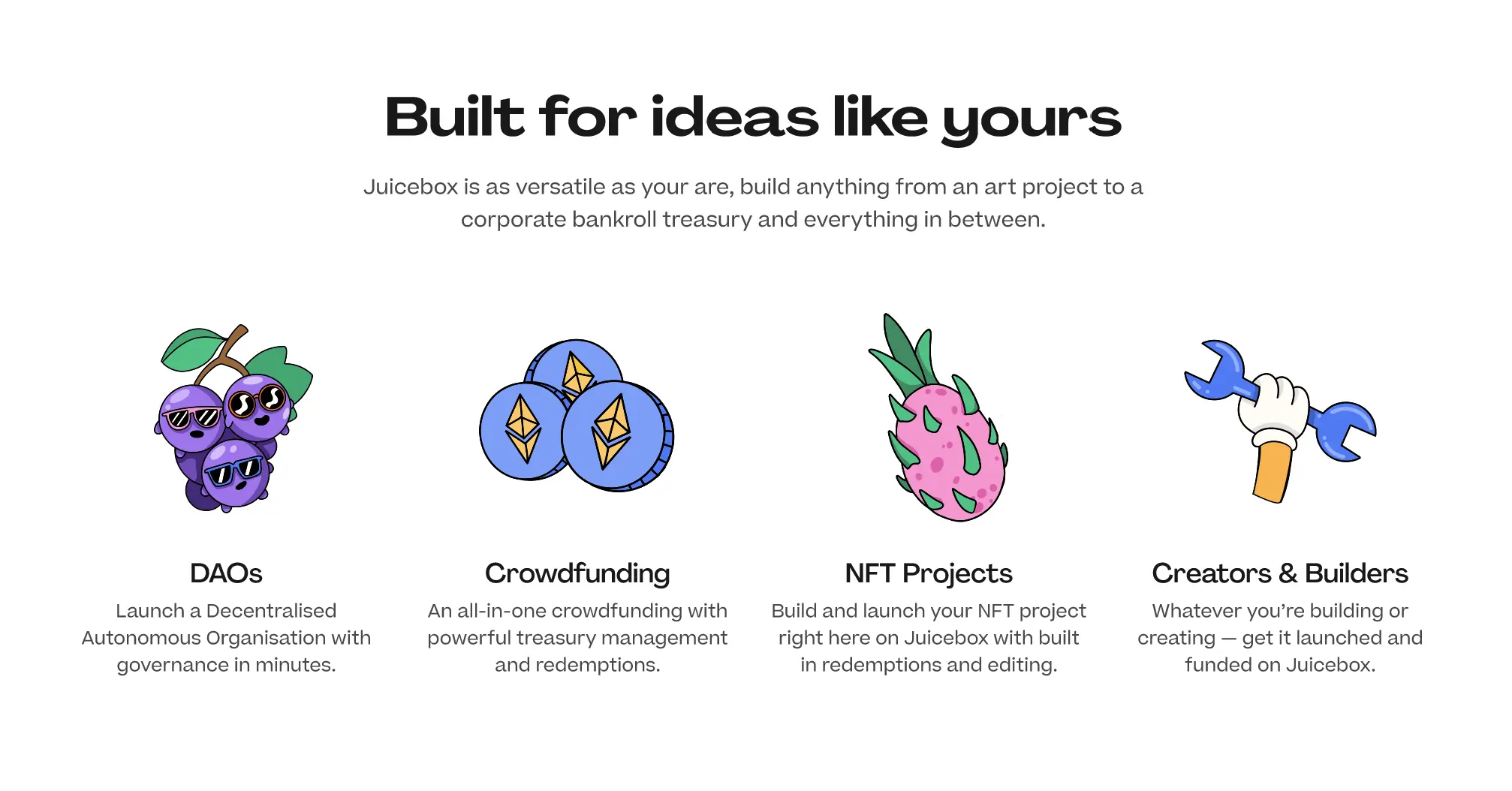 Features section: built for ideas like yours