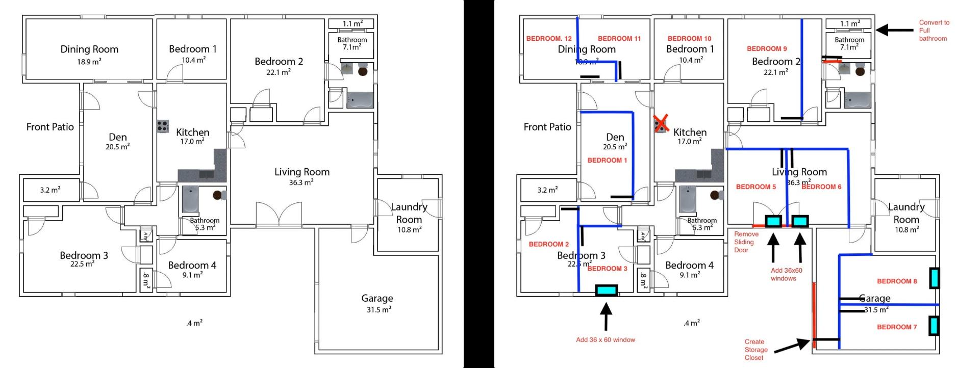 12-bedroom floorplan in Houston, Texas