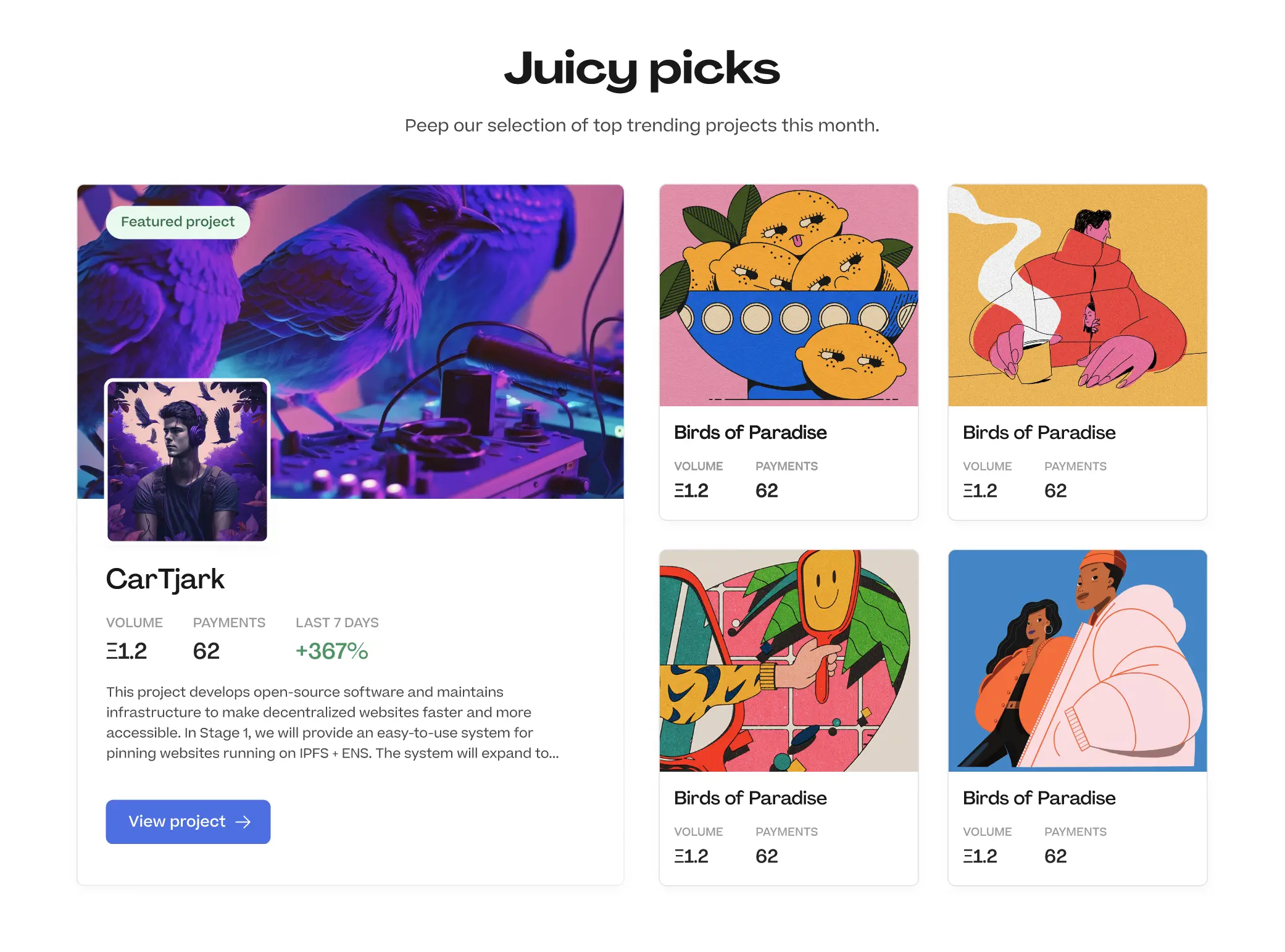 juicy picks section of new design
