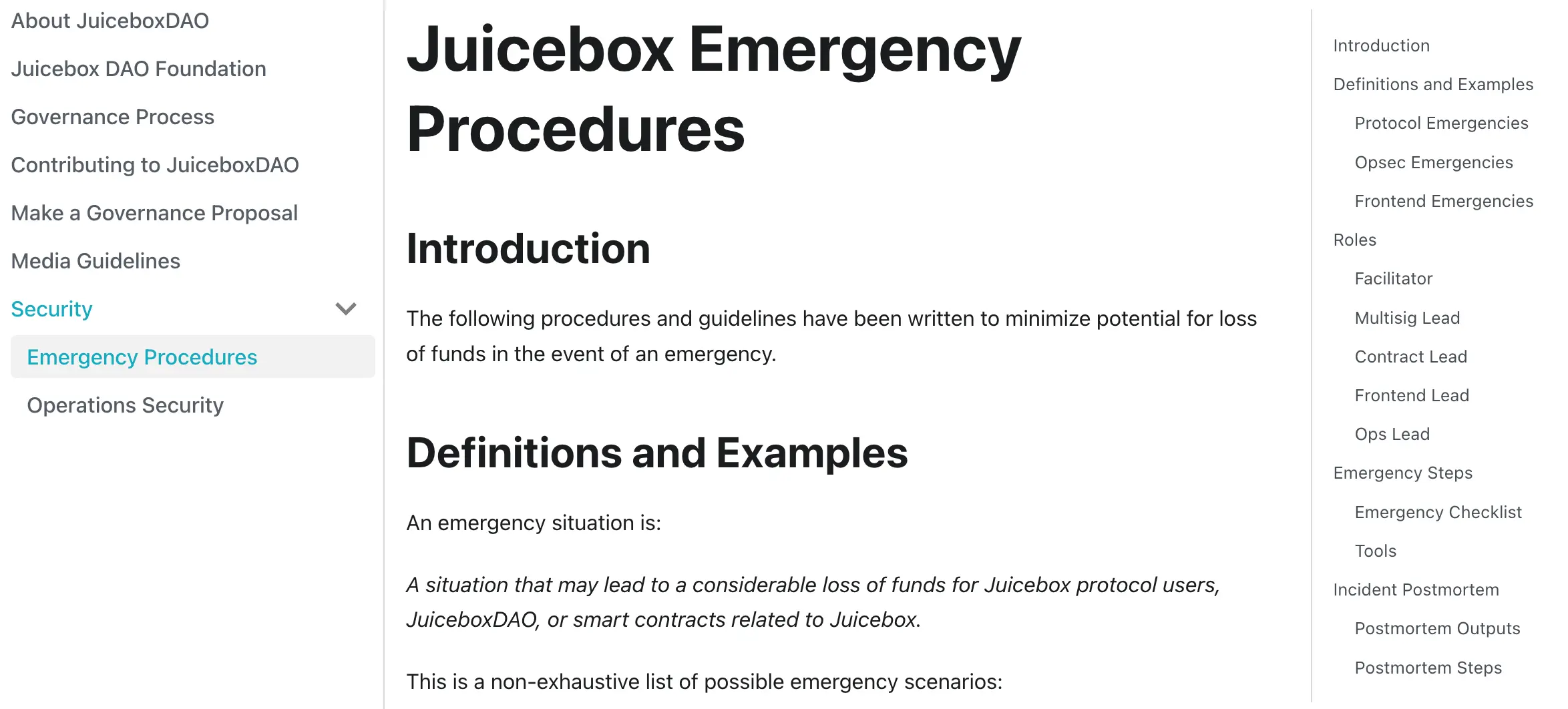 Juicebox Emergency Procedures