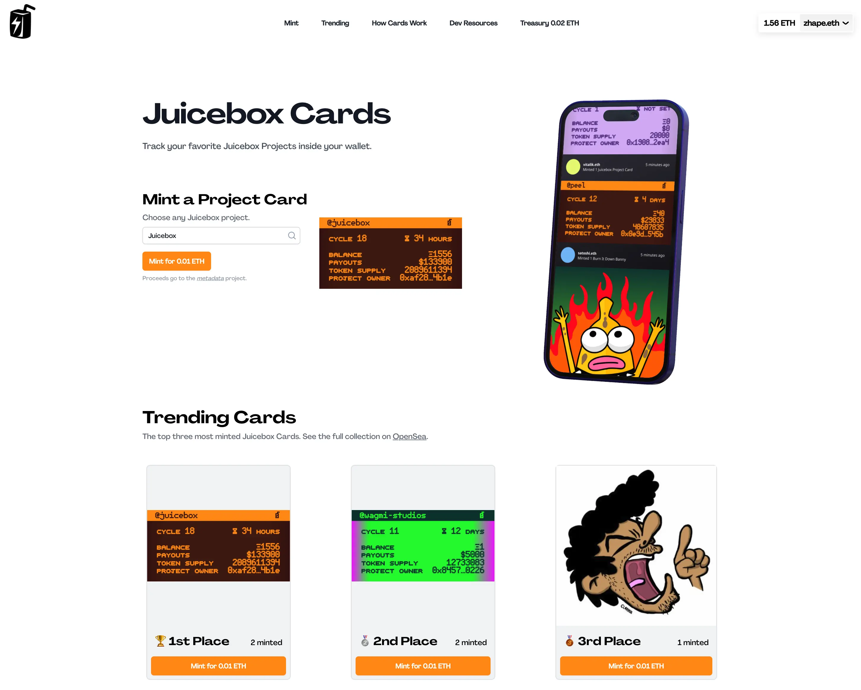 Juice Cards beta site