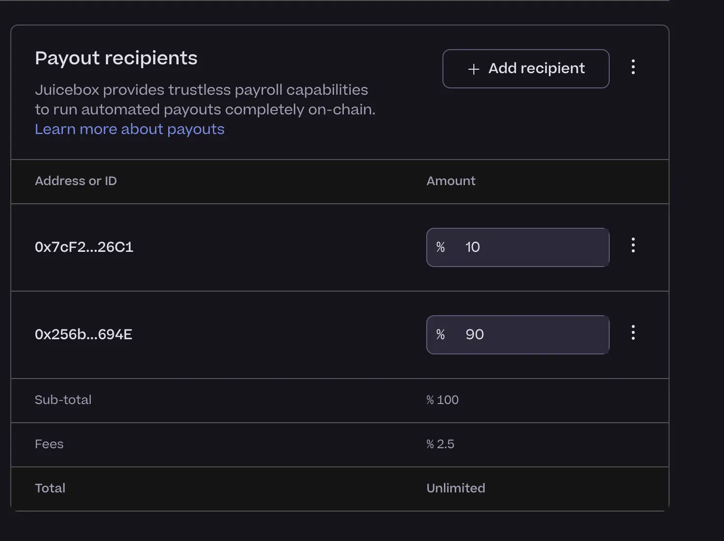 New Payouts Table Demo