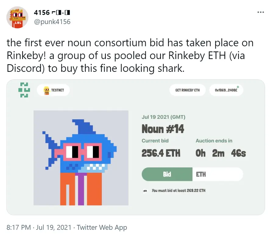 A tweet by 4156 after the Rinkeby shark was acquired
