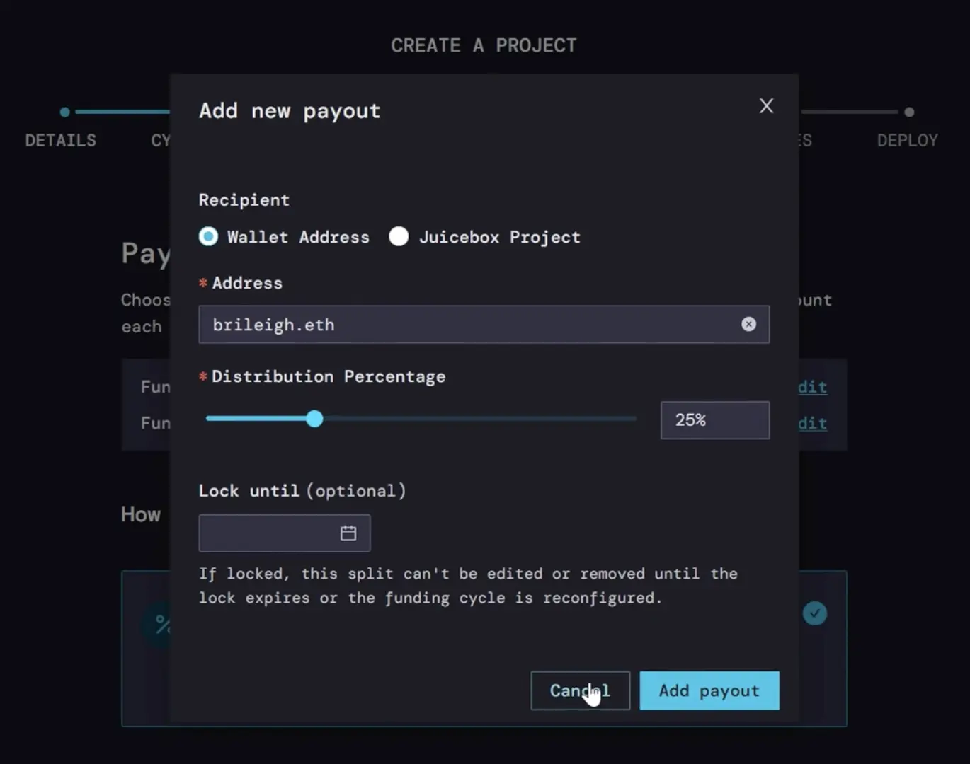 how to add a payout