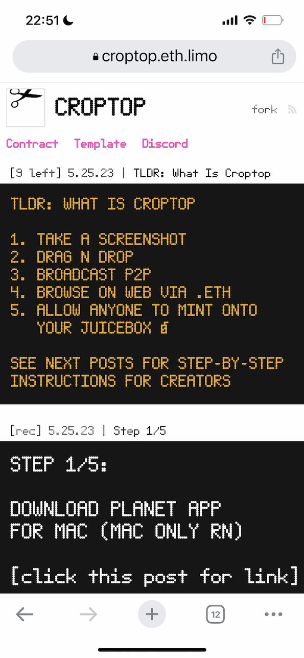 Croptop.eth.limo instructions