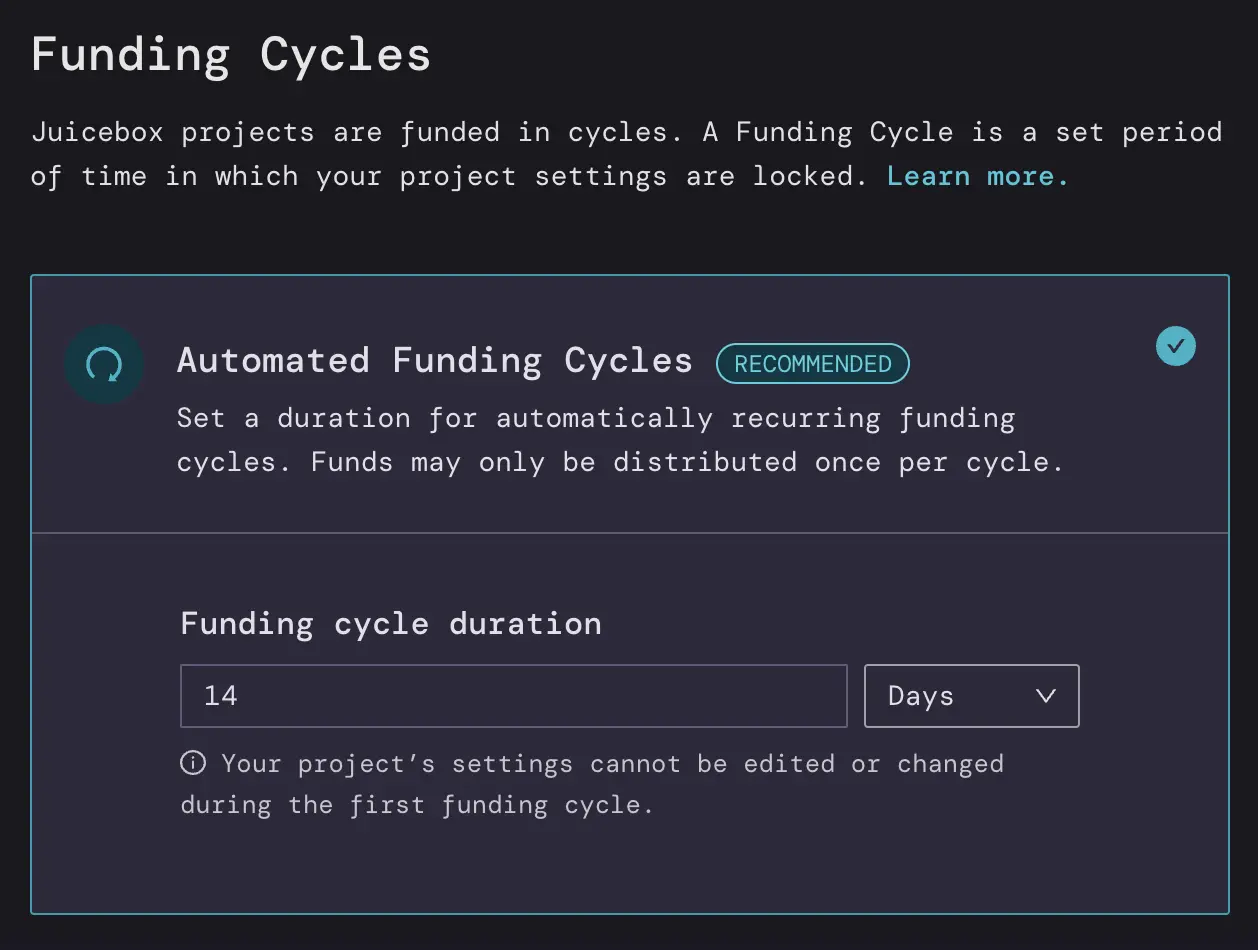 Funding Cycles