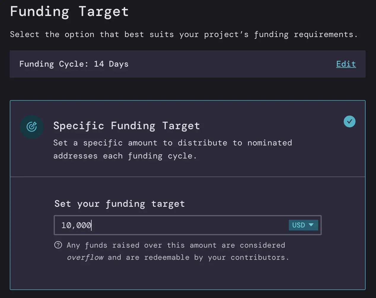 Funding Target