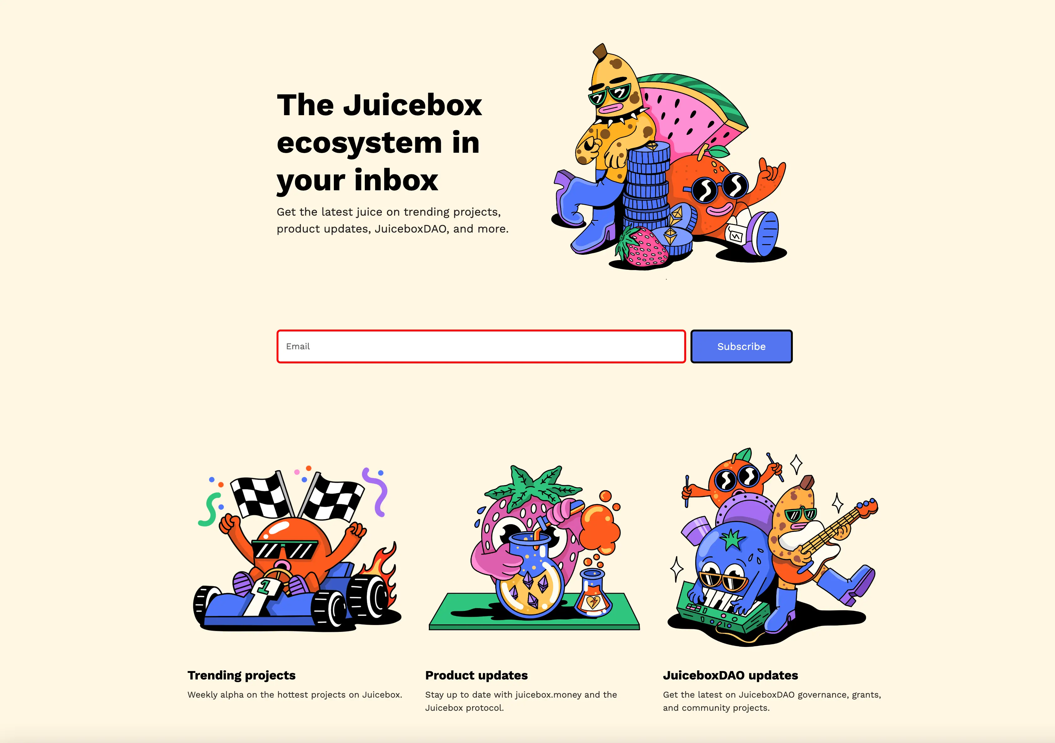 New landing page for Juicenews