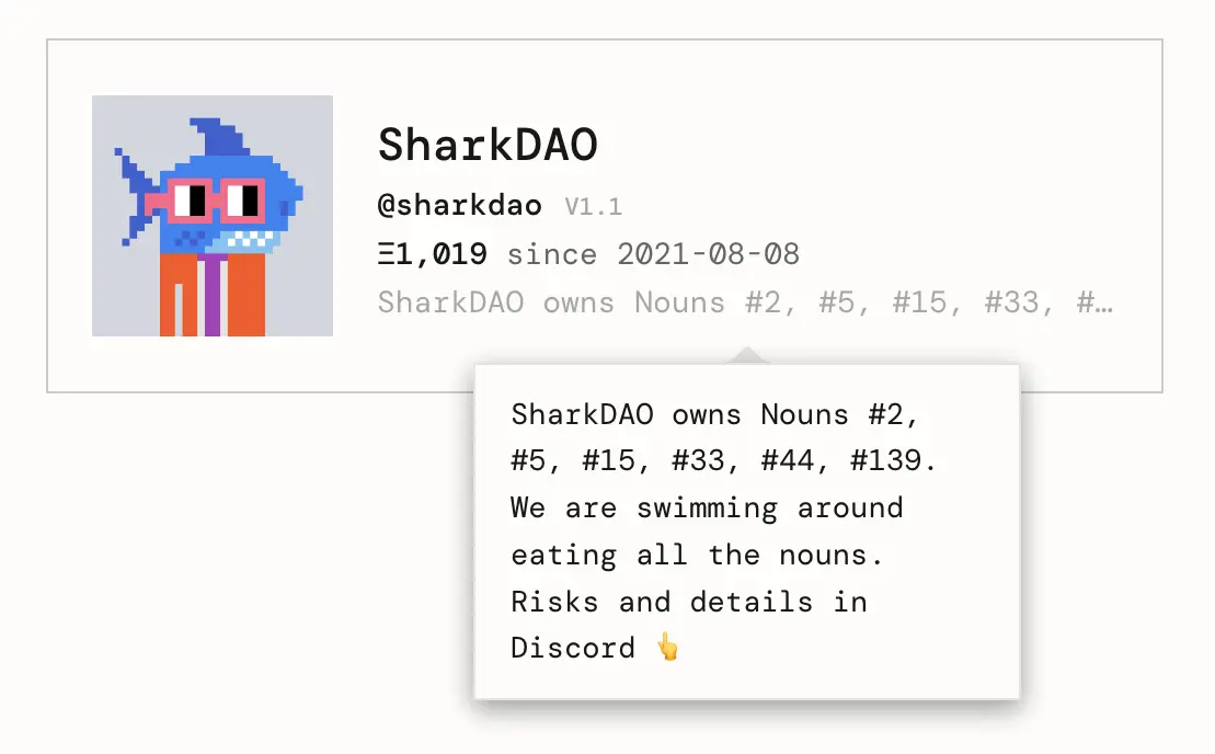 SharkDAO project page on Juicebox